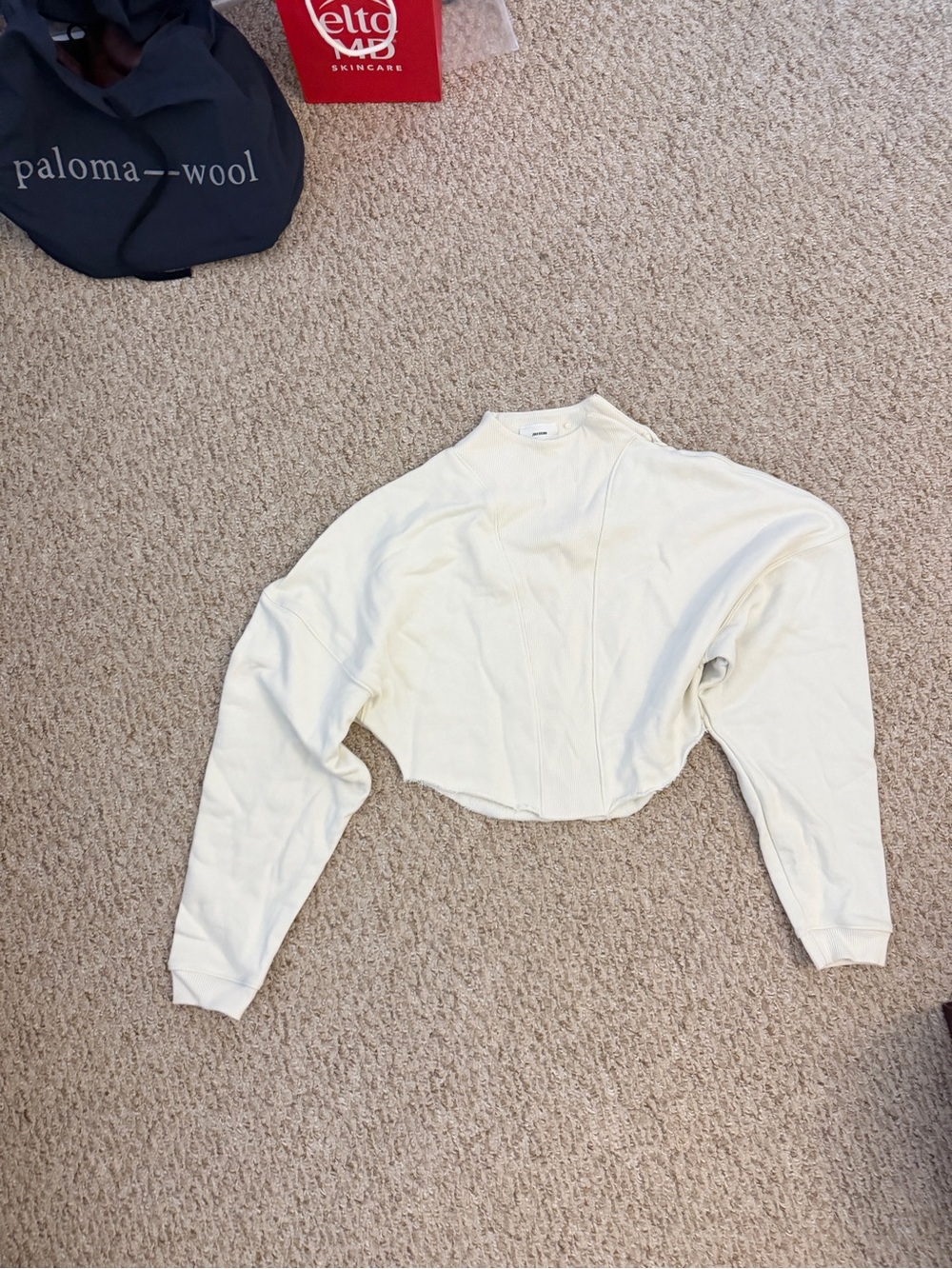 Joah Brown Dolman Pullover sweatshirt designer gym size S/M top color white